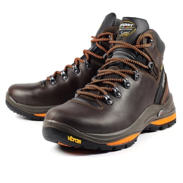 Grisport Mens Saracen Waxy Leather Walking Boots - Brown/Black