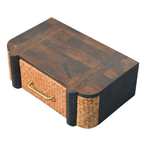 Artisan Furniture Solid Wood Rattan Curve Wall-Mounted Drawer