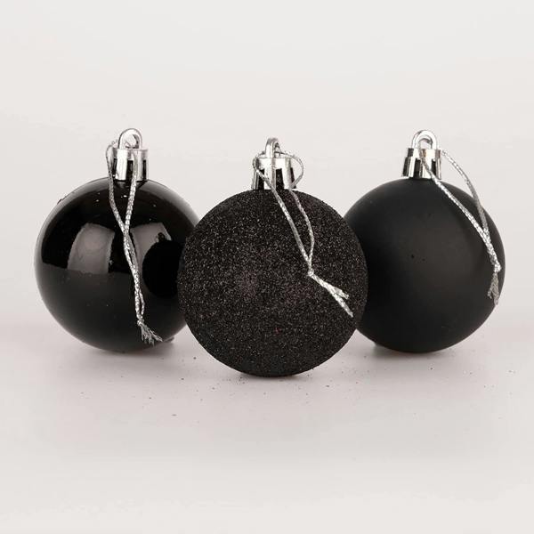 Shatchi 50mm Black Shatterproof Christmas Baubles in 9 Pack and 18 Piece Sets with Mixed Finishes