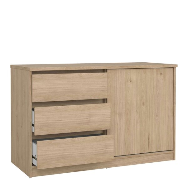 Wyld Haus Budapest Natural Oak Effect Wood Storage Unit 1 Door 3 Drawers