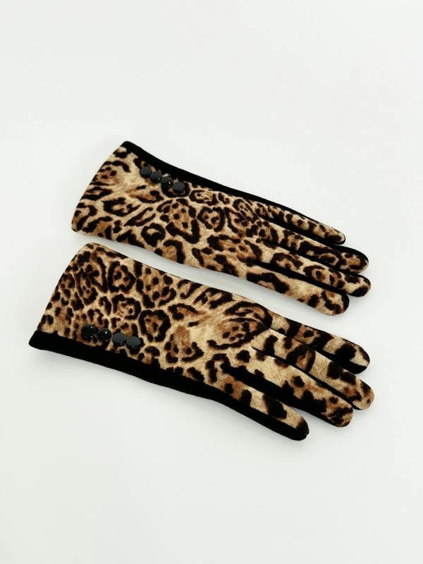 SVNX Leopard Plush Print Bucket Hat & Gloves Set