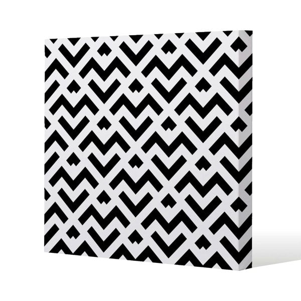 Benjamin Tate Design Black & White Geometric Slim Style Canvas Print  30x30cm , 15mm Slim Real wood.