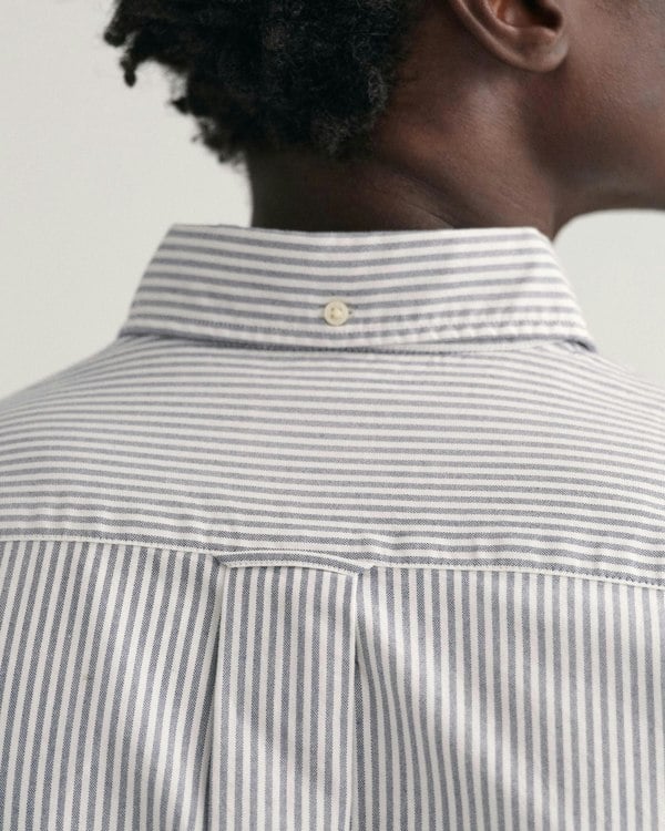 GANT Mens Regular Fit Long Sleeve Oxford Banker Stripe Shirt - 423 Persian Blue