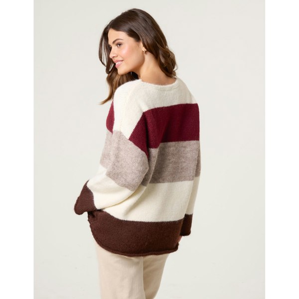 Blue Vanilla Colourful Stripped V Neck Jumper