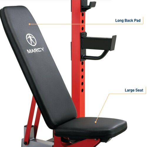 Marcy MWB7096 Olympic Weight Bench Adjustable Hooks & Safety Catchers