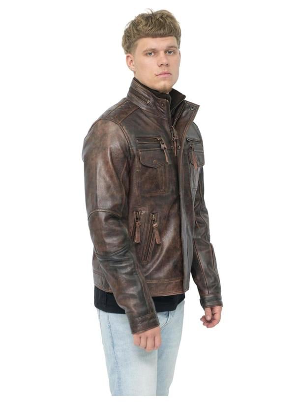 Infinity Leather Men's Leather Retro Biker Jacket-Toronto