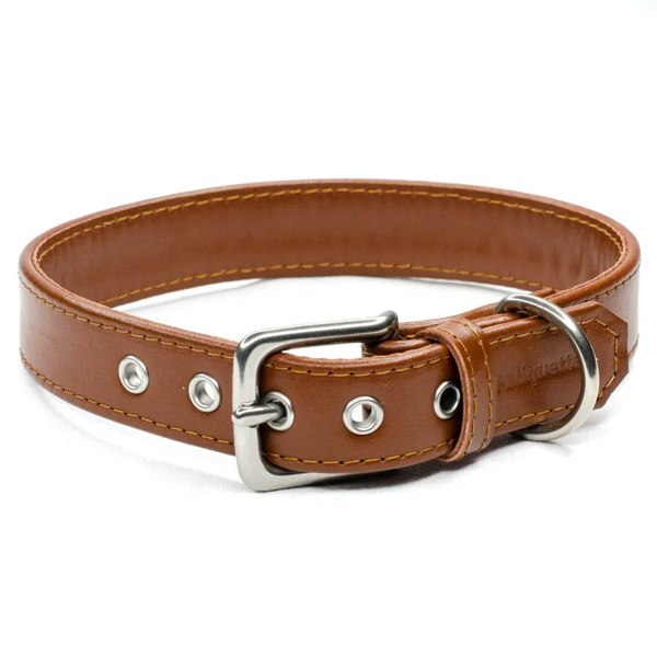 brown leather dog collar - Petiquette Collars