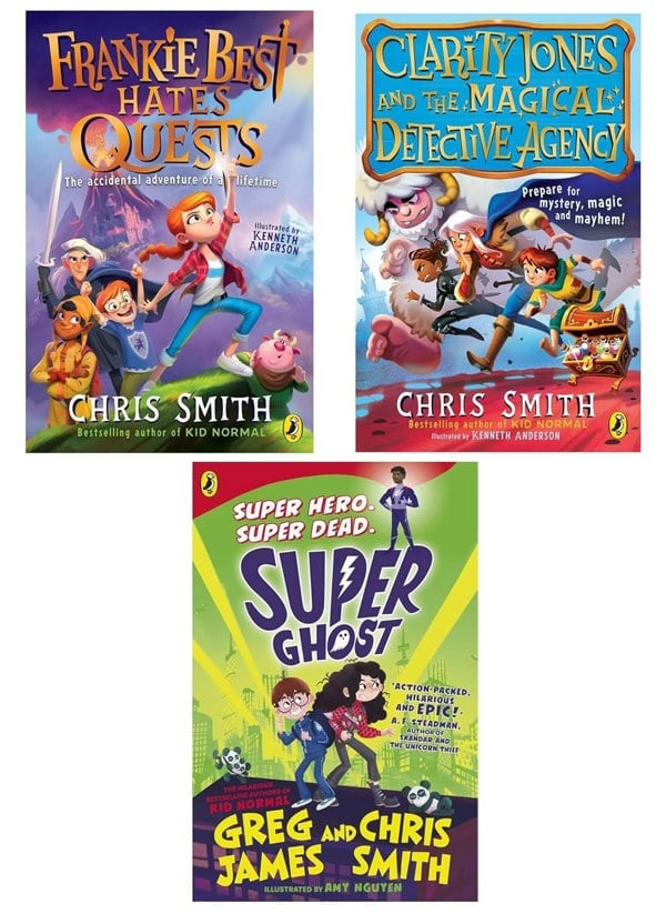 Chris Smith & Greg James 3 Book Set Frankie Best Hates Quests, Clarity Jones and the Magical Detective Agency, Super Ghost