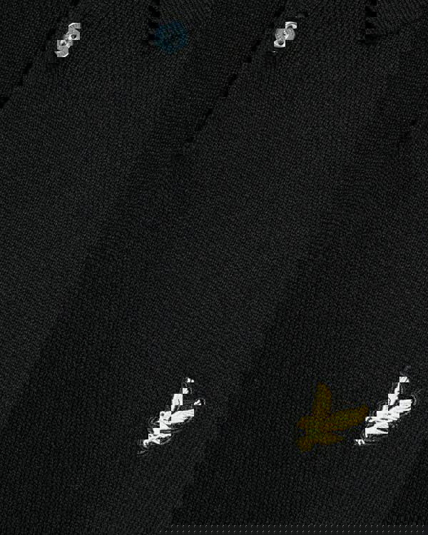 Lyle & Scott Cotton Short Sleeve Mens Knitted Polo - Z865 Jet Black | CHO | Designer Mens Short Sleeve Polo Shirts