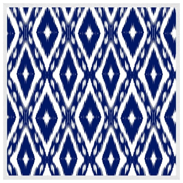 Benjamin Tate Design Tribal art ikat ogee in traditional classic blue (picture Frame)