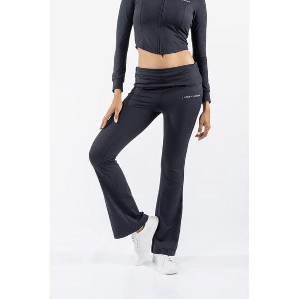 Juicy Couture Roll Down Flare Nylon Women's Black Track Pants