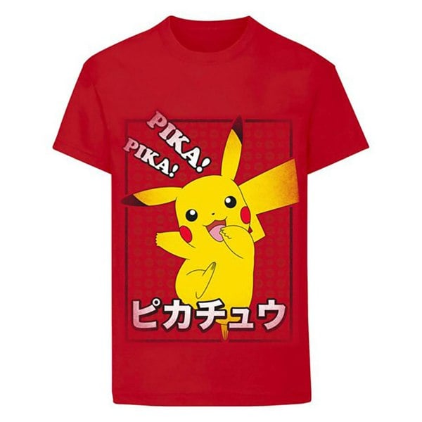 Pokemon Childrens/Kids Pika Pika Japanese T-Shirt - Red