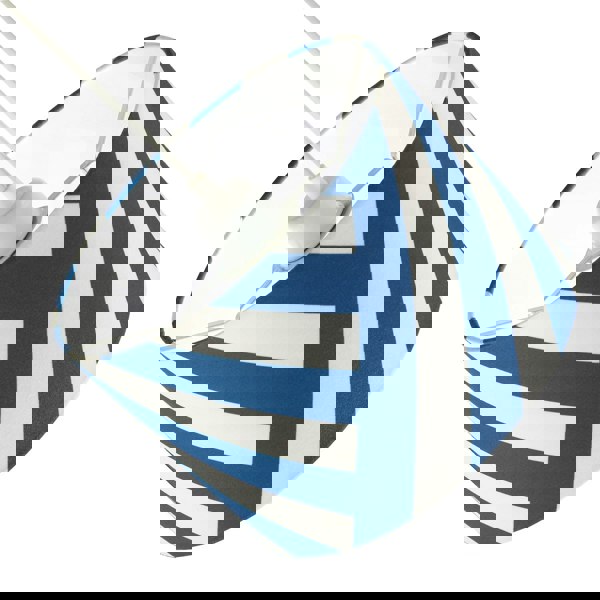 Midnight Blue and White Coastal Feel Lamp Shade with Diagonal Lines Image 3