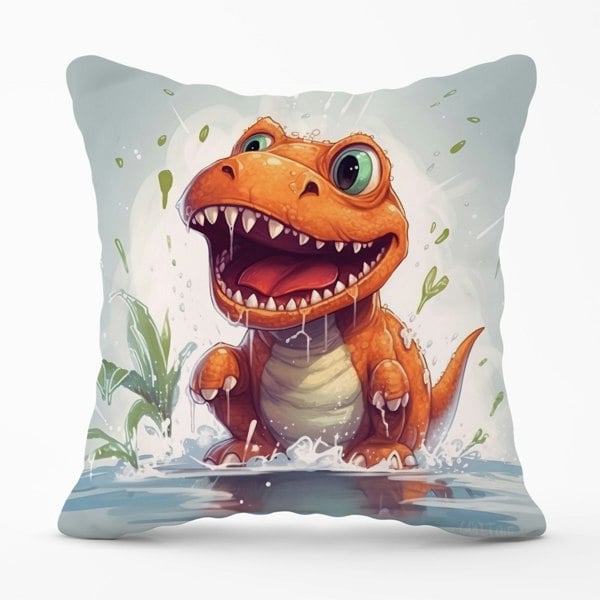 Warren Reed Dino Having A Splash Cushions