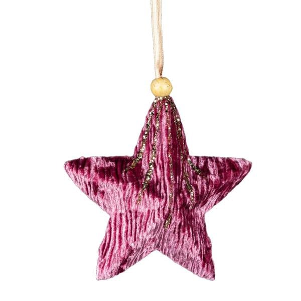 10.5cm Pink Star Christmas Hanging Decoration, Festive Hanging Ornament for Trees, Wreaths and Garlands image 1