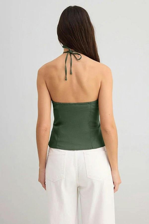 WOVCOR Thin-strapped Woven Blouse