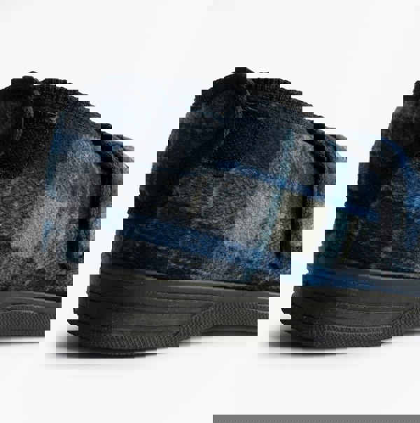 Zedzzz PETER Mens Touch Fasten/Velcro Slippers Navy Blue Check