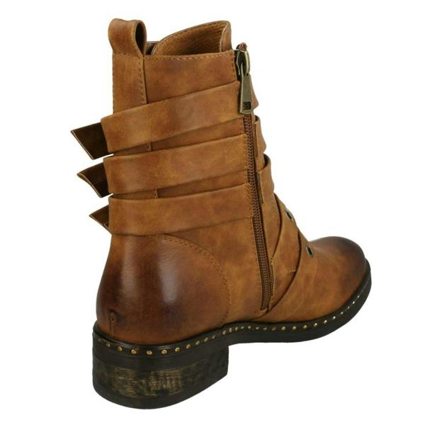 Spot On Ladies Spot On Biker Boots With Buckle Detail F4410