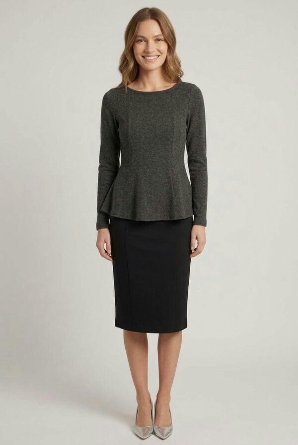 Izabel London Long Sleeve Slim Fit Peplum Top