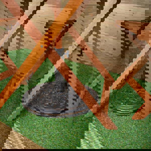 Samuel Alexander Outdoor 4 Person Folding Square Wooden Garden Dining Table Chairs Grey Parasol and Base Set