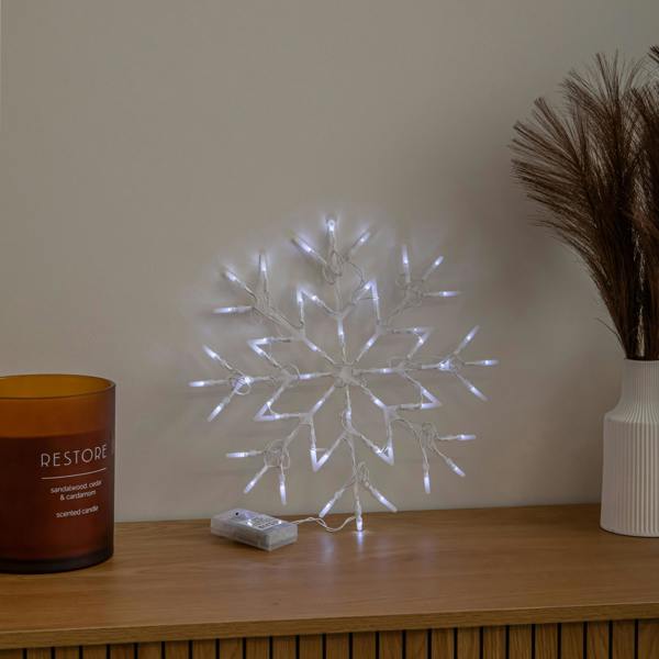 Samuel Alexander 34cm Battery Operated Light up Christmas Snowflake with White LEDs