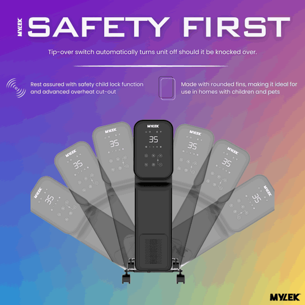 MYLEK Oil Filled Digital Smart WiFi App Enabled Heater - 3 Heat Settings & 24-Hour Timer 2500w