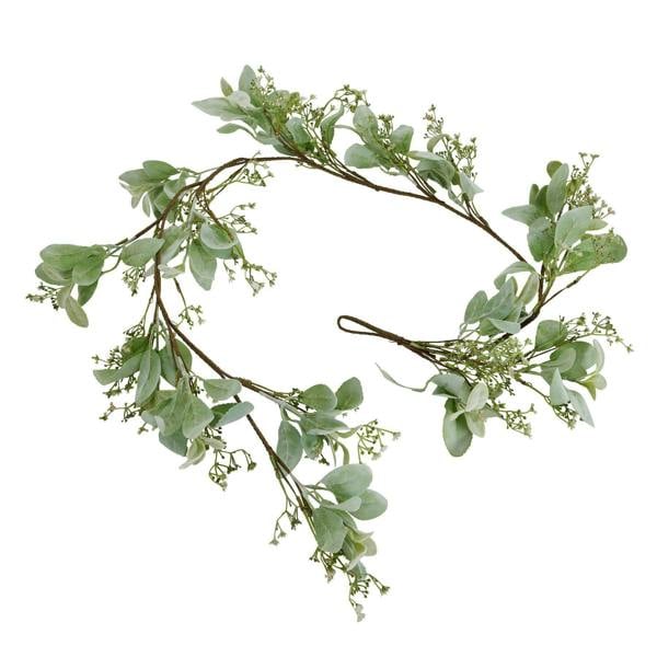 Hill Interiors Lambs Ear & Wax Flower Artificial Garland - Green - 