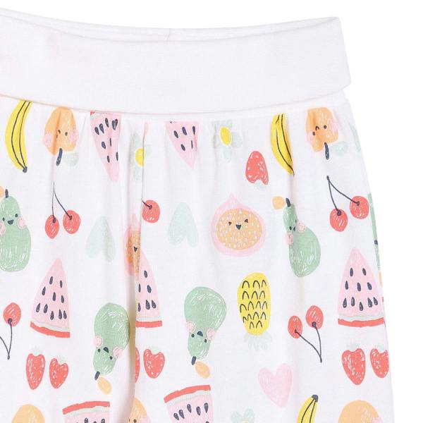 Mini Cuddles Baby Girls 3pk Fruits Print, Solid And Striped Leggings, Multicolour