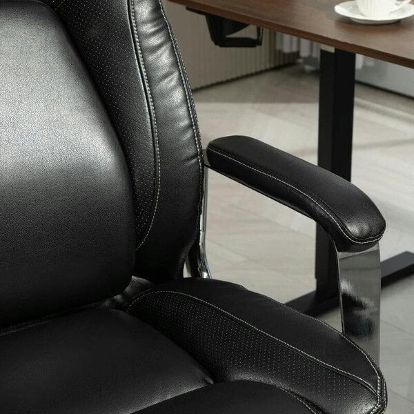 Ergonomic Office Chair, Faux Leather Chair with Tilt Function, Adjustable Height, 227kg 500LBS Swivel Computer Chair for Home Study, Black