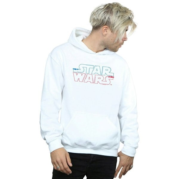 Star Wars Mens Lightsaber Logo Hoodie - White