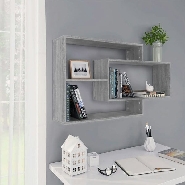 Berkfield Wall Shelf Grey Sonoma 104x20x58.5 cm Engineered Wood