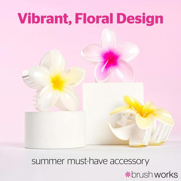 Brushworks Tropical Flower Claw Clips - 3 Pack