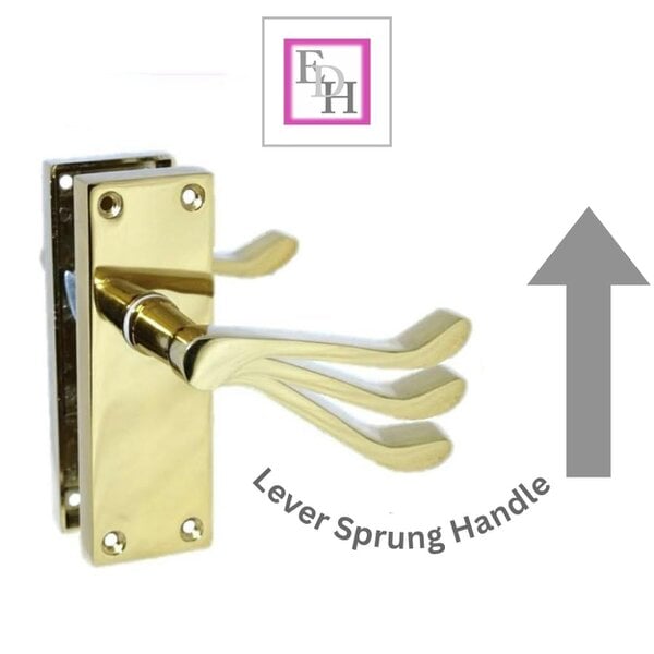 EDH Door Hardware Door Handles Brass Plated Victorian Scroll lever Latch Modern Handles 1 + Latch