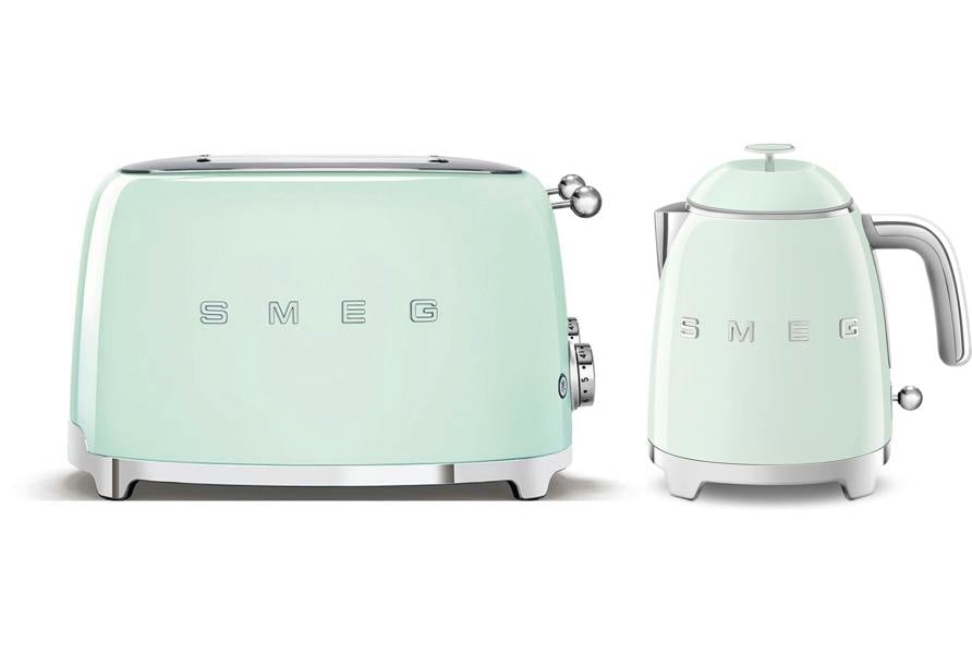 Smeg KLF05 Retro 50's Style Mini Kettle 0.8L & TSF01 2 Slice Toaster Set