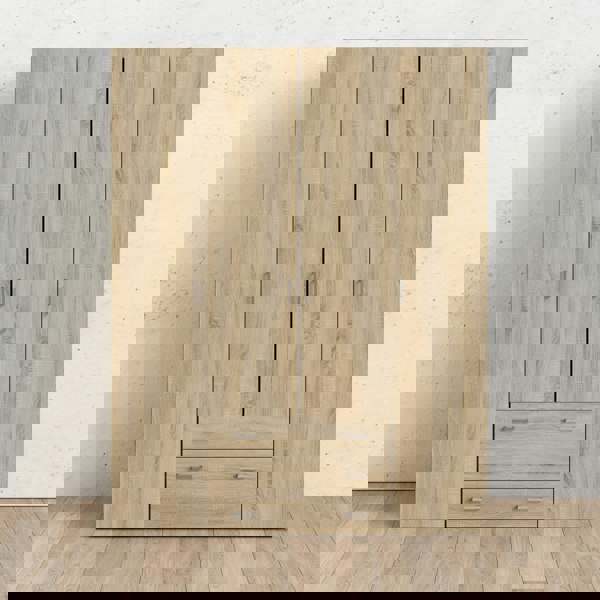 Furniture To Go Space Wardrobe - 4 Doors 3 Drawers in Oak 2000