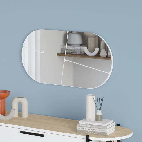 Decortie Otis Modern Unframed Mirror Wall-mounted Bathroom (H) 40cm (W)80cm