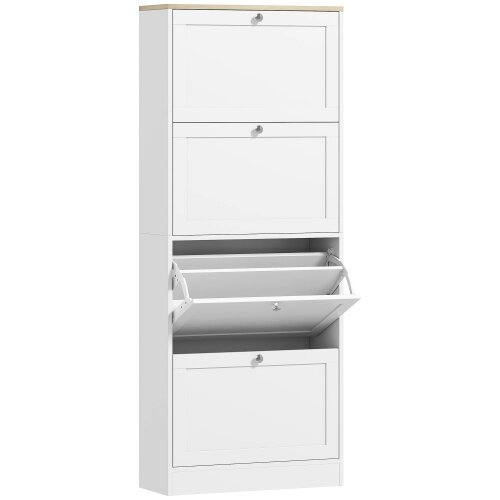 Wyld Haus Fiyofa Wooden White Compact 4 Drawer Shoe Storage Cabinet
