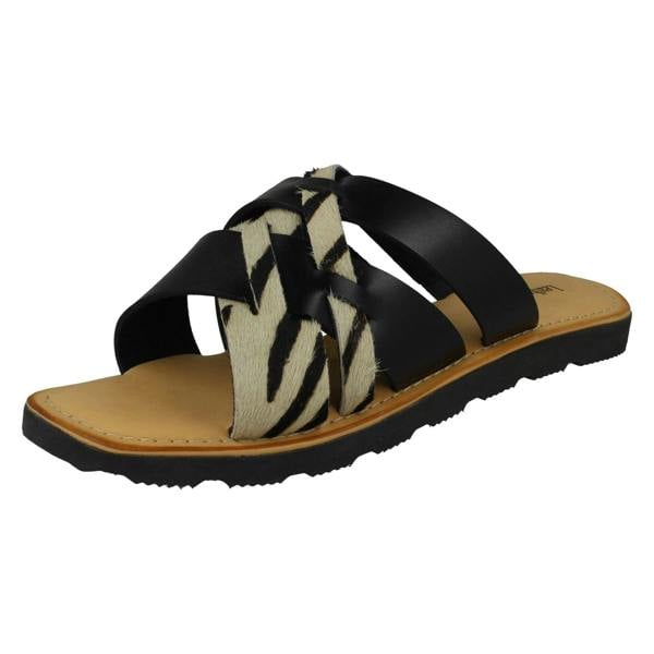 Leather Collection Ladies Leather Collection Zebra Print Mules F00351