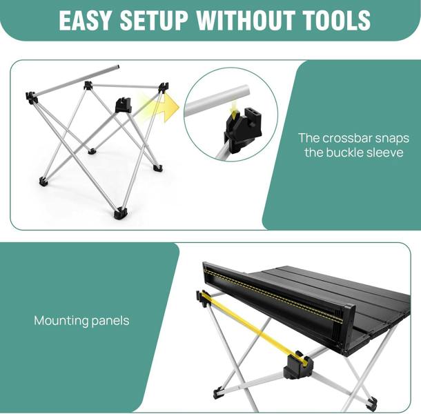 Dyzi Folding Aluminium Camping Table 35cm Portable Black