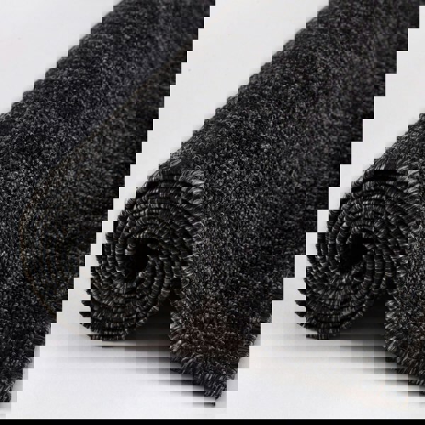 Dark Grey Low Pile Area Rug Plain Design