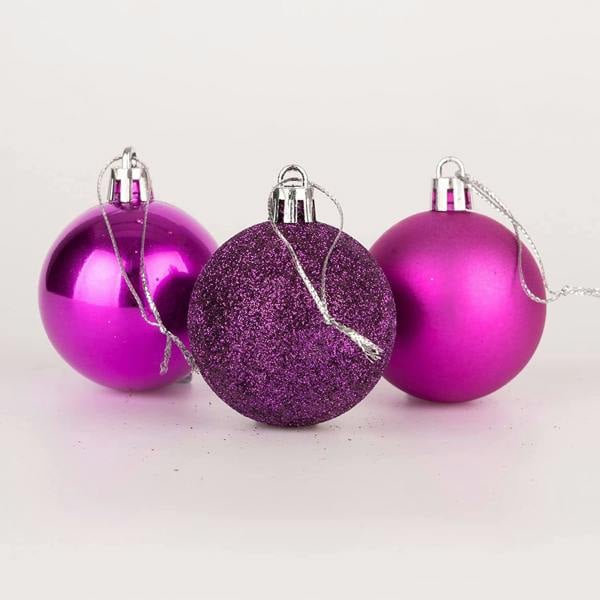Purple Shatterproof Christmas Baubles 5cm Mixed Finish Pack Sizes for Tree Decorations image 5