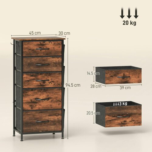 Wyld Haus Kepa Fabric And Metal Rustic Brown 5 Drawer Storage Chest