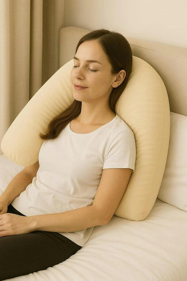 Night Zone Easy Care Polycotton V Shaped Pillow – Orthopaedic Support Pillow with Case or Cover Only - Cream - Cover Only