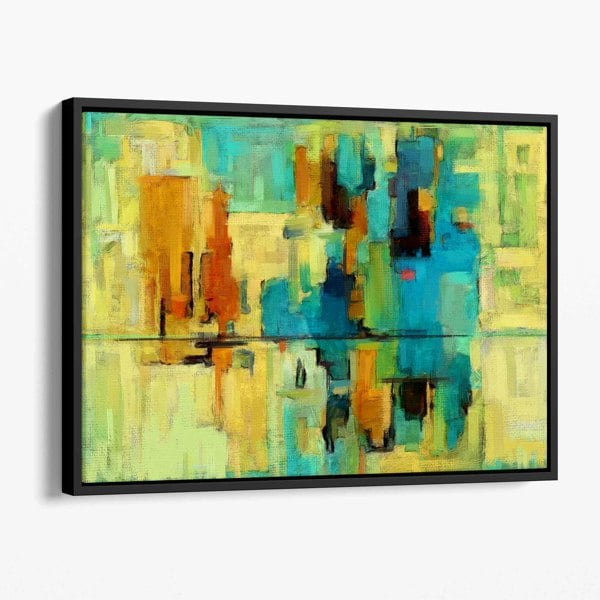 Artze Wall Art Abstract Canvas Wall Art Print In Bright Green and Blue