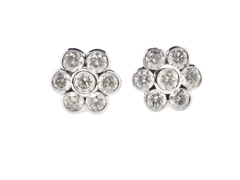 A pair of Diamond Cluster Earrings