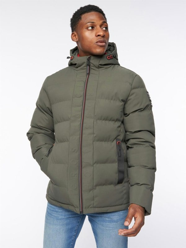 Crosshatch Kampnew Embossed Jacket Dark Olive