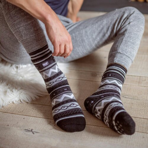 Heat Holders 2 Pairs Mens Thermal Slipper Socks 2.6 TOG Non Slip Double Layer Warm Socks