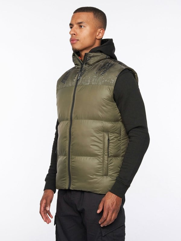 Duck and Cover Romain Padded Gilet Olive Camo