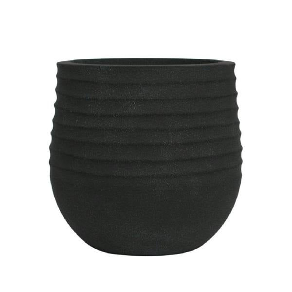 Oslo Black Rippled Plant Pot 30 x 28cm, 16L
