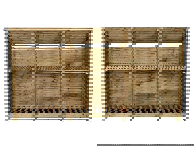 Arbor Garden Solutions Wooden Log Store (Roof Sloping Back) with Shelf W-335cm, H-126cm or 180cm, D-88cm